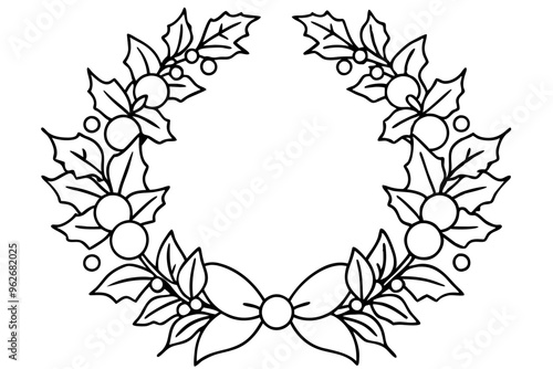 Collection of Christmas floral wreaths. Set of round frames for modern design for Holidays invitation card, poster, banner, postcard, packaging, greeting card, print. Romantic floral hand drown frame