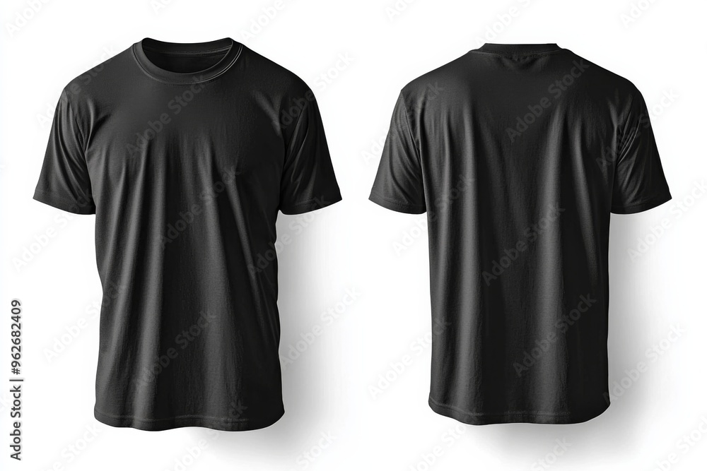 Black Tshirt Mockup Front and Back Isolated created with Generative AI Black Tshirt Mockup Front and Back Isolated created with Generative AI