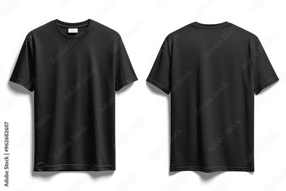 Black Tshirt Mockup Front and Back Isolated created with Generative AI Black Tshirt Mockup Front and Back Isolated created with Generative AI