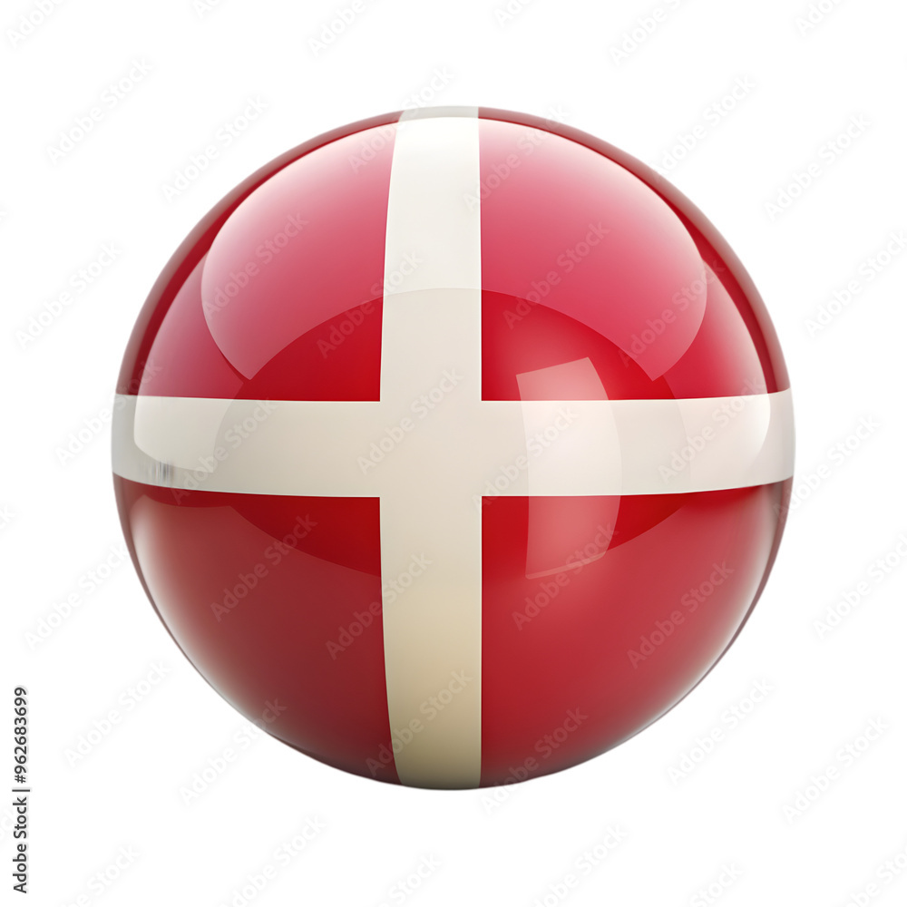 realistic glossy plastic ball with flag of denmark isolated on transparent background realistic glossy plastic ball with flag of denmark isolated on transparent background