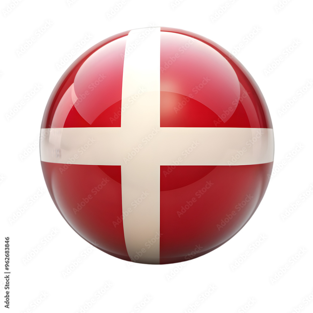 realistic glossy plastic ball with flag of denmark isolated on transparent background realistic glossy plastic ball with flag of denmark isolated on transparent background