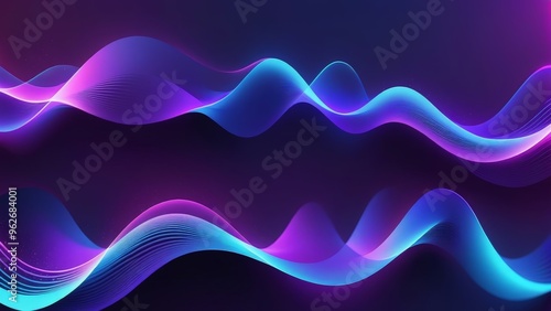 Wallpaper Mural Abstract background with glowing waves in blue and pink colors on a dark background. Torontodigital.ca