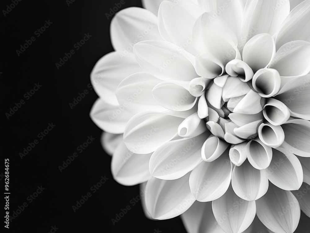 Fototapeta premium White flowers on black background