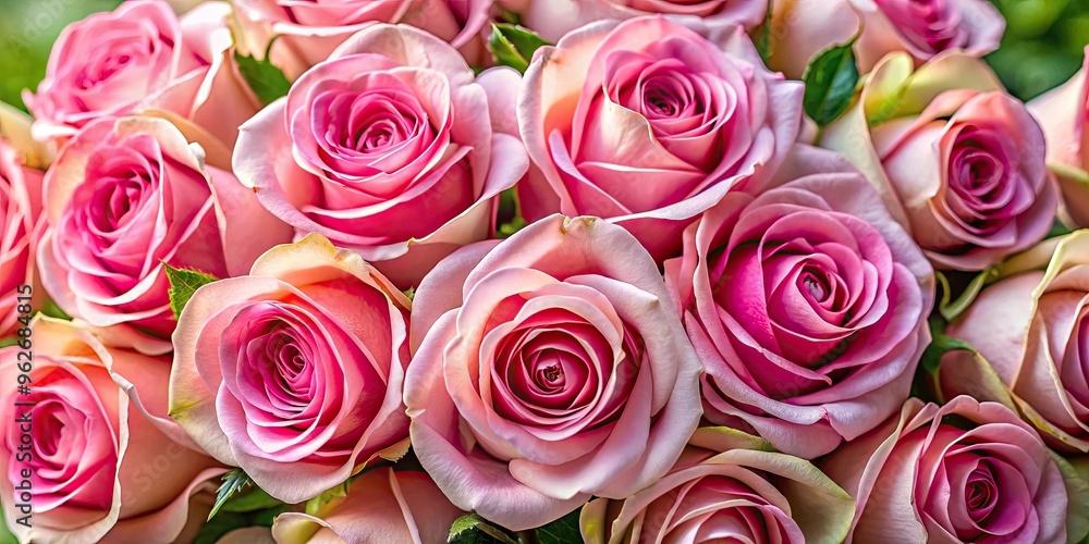 A Vibrant Bouquet Of Elegant Pink Roses With Soft Petals And Delicate Hues, Arranged In A Close-Up Composition. A Vibrant Bouquet Of Elegant Pink Roses With Soft Petals And Delicate Hues, Arranged In A Close-Up Composition.