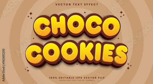 Choco Cookies Editable Text Effect Template Suitable for Sweet food Products