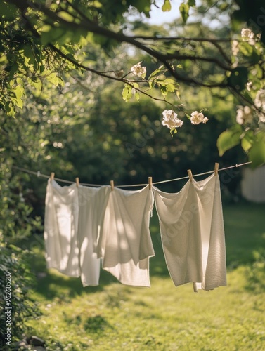 Wallpaper Mural Clothes on garden clothesline Torontodigital.ca