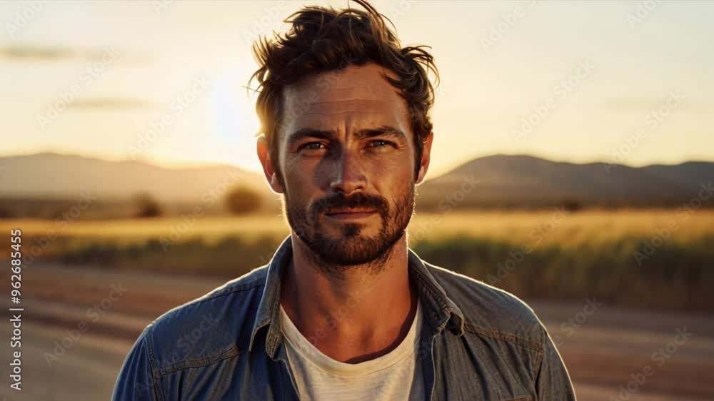 Farmer dressed in casual jeans and a shirt gazing directly at the camera Farmer dressed in casual jeans and a shirt gazing directly at the camera