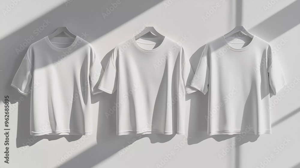 Set Mockup of a white oversized t-shirt 3D rendering, with a round neck, universal clothing for women, men, isolated on nice background Set Mockup of a white oversized t-shirt 3D rendering, with a round neck, universal clothing for women, men, isolated on nice background
