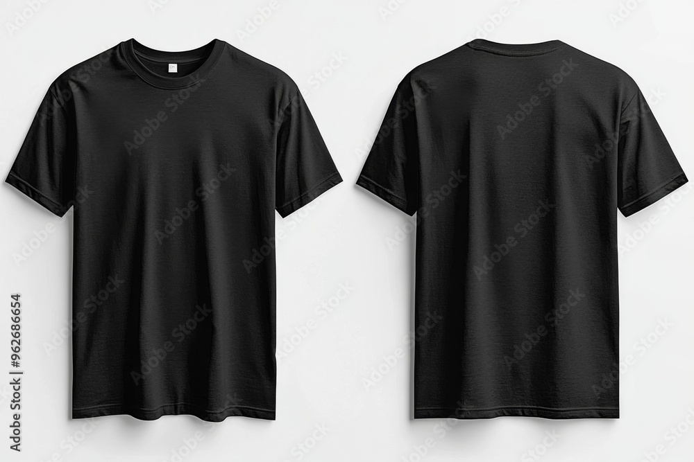 Black Tshirt Mockup Front and Back Isolated created with Generative AI Black Tshirt Mockup Front and Back Isolated created with Generative AI