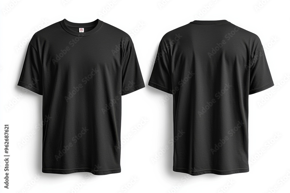 Black Tshirt Mockup Front and Back Isolated created with Generative AI Black Tshirt Mockup Front and Back Isolated created with Generative AI