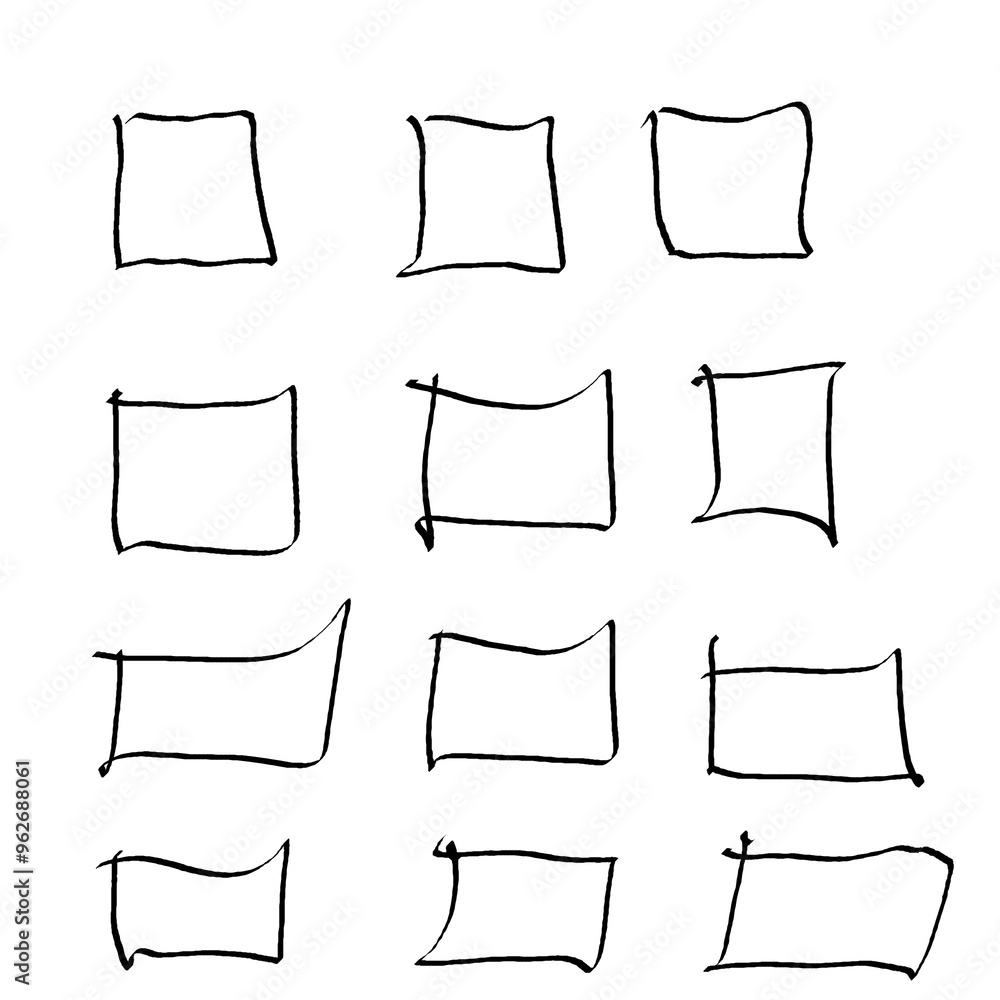 set of blank hand draw square set of blank hand draw square