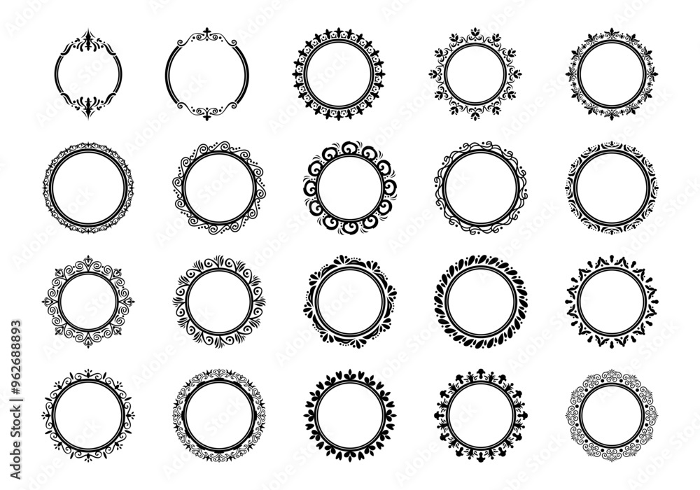 Decorative Circle Frame Elegant Element Set Decorative Circle Frame Elegant Element Set