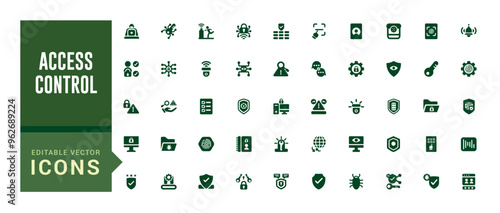 Set of access control icons. House protection, smart house icon, filled icon set, glyph icon set for web and ui. Editable stroke. Solid icon set. Vector illustration.