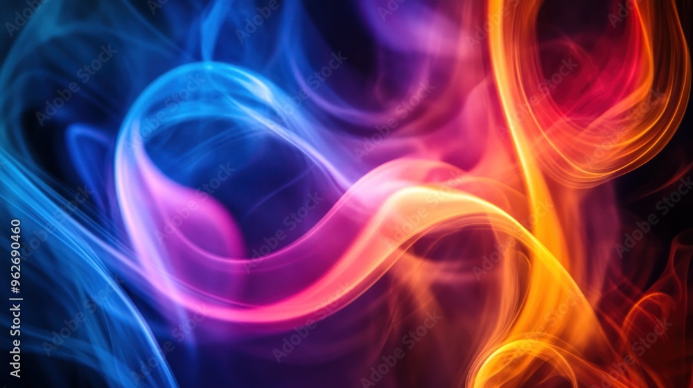 Abstract flowing smoke in vibrant colors creating a dynamic visual effect.