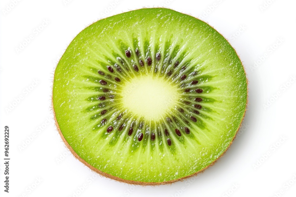 close up Kiwi fruit slice isolated on white background. Top view. Flat lay , ai close up Kiwi fruit slice isolated on white background. Top view. Flat lay , ai