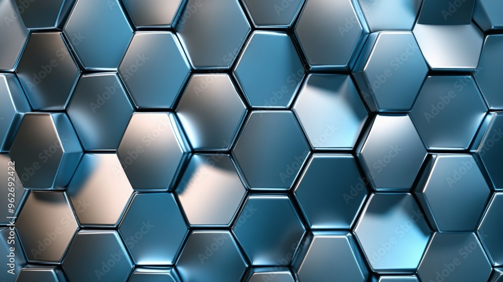 Abstract close-up of a metallic hexagonal pattern, showcasing a futuristic and modern design perfect for backgrounds and technology themes. Abstract close-up of a metallic hexagonal pattern, showcasing a futuristic and modern design perfect for backgrounds and technology themes.