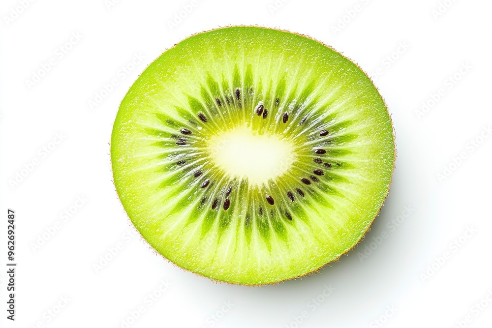 close up Kiwi fruit slice isolated on white background. Top view. Flat lay , ai close up Kiwi fruit slice isolated on white background. Top view. Flat lay , ai
