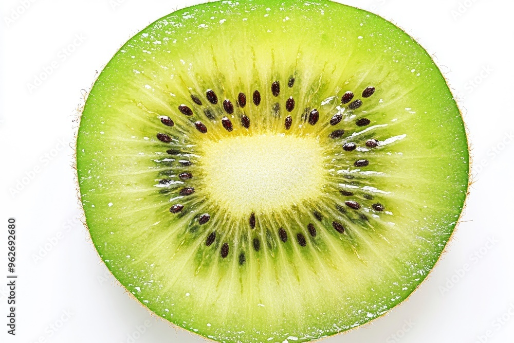 close up Kiwi fruit slice isolated on white background. Top view. Flat lay , ai close up Kiwi fruit slice isolated on white background. Top view. Flat lay , ai