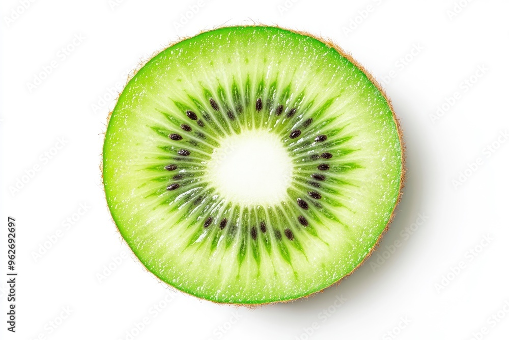 close up Kiwi fruit slice isolated on white background. Top view. Flat lay , ai close up Kiwi fruit slice isolated on white background. Top view. Flat lay , ai
