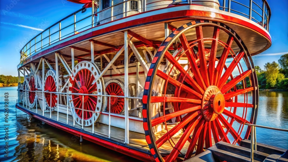 CloseUp Of The Paddle Wheel Of A Vintage Riverboat, Providing