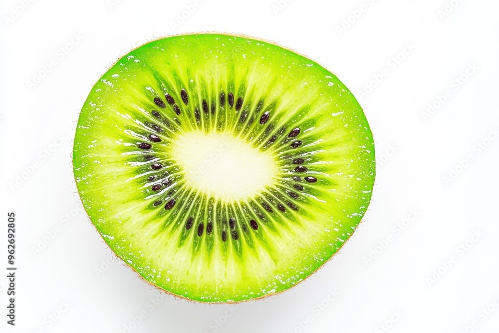 close up Kiwi fruit slice isolated on white background. Top view. Flat lay , ai close up Kiwi fruit slice isolated on white background. Top view. Flat lay , ai