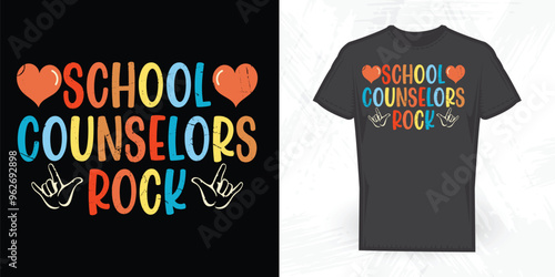 School  Counselor Rock Funny Back To School T-shirt Design