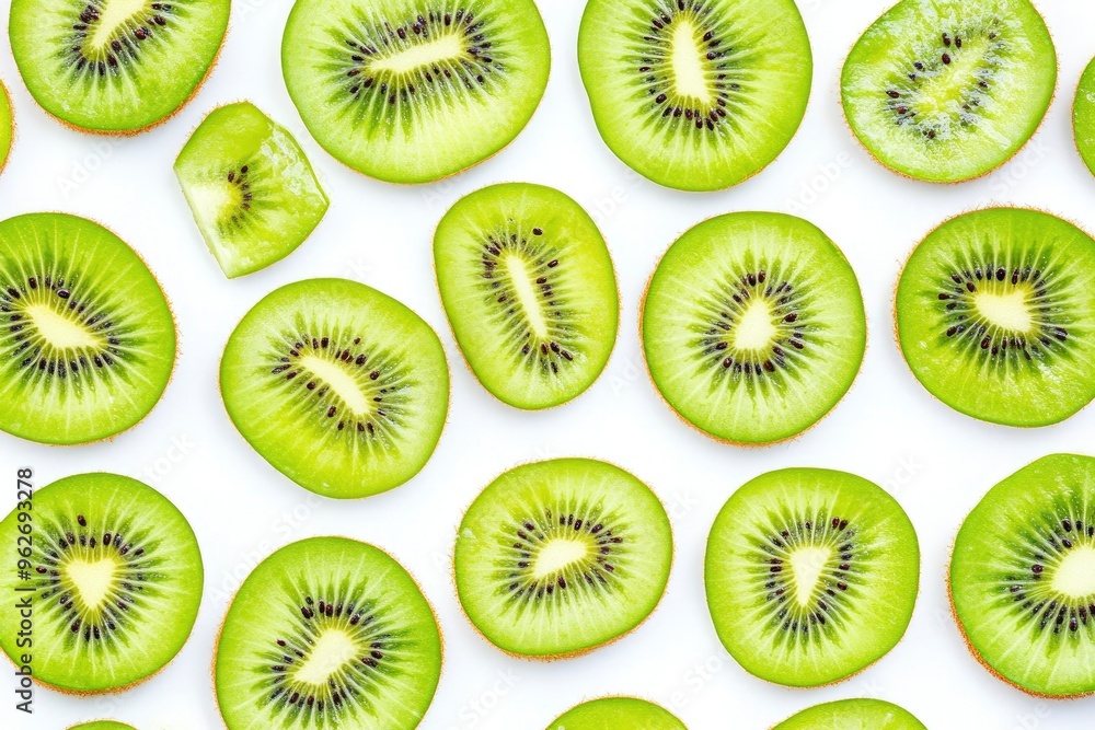 close up Kiwi fruit slice isolated on white background. Top view. Flat lay, ai close up Kiwi fruit slice isolated on white background. Top view. Flat lay, ai