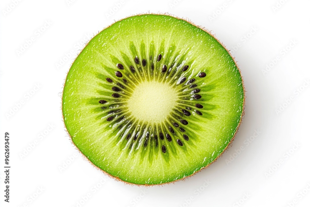 close up Kiwi fruit slice isolated on white background. Top view. Flat lay, ai close up Kiwi fruit slice isolated on white background. Top view. Flat lay, ai