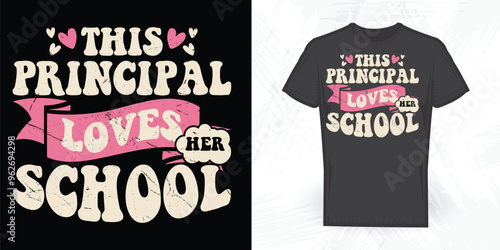 Funny Principle School Vintage 100 Days Of School T-shirt Design