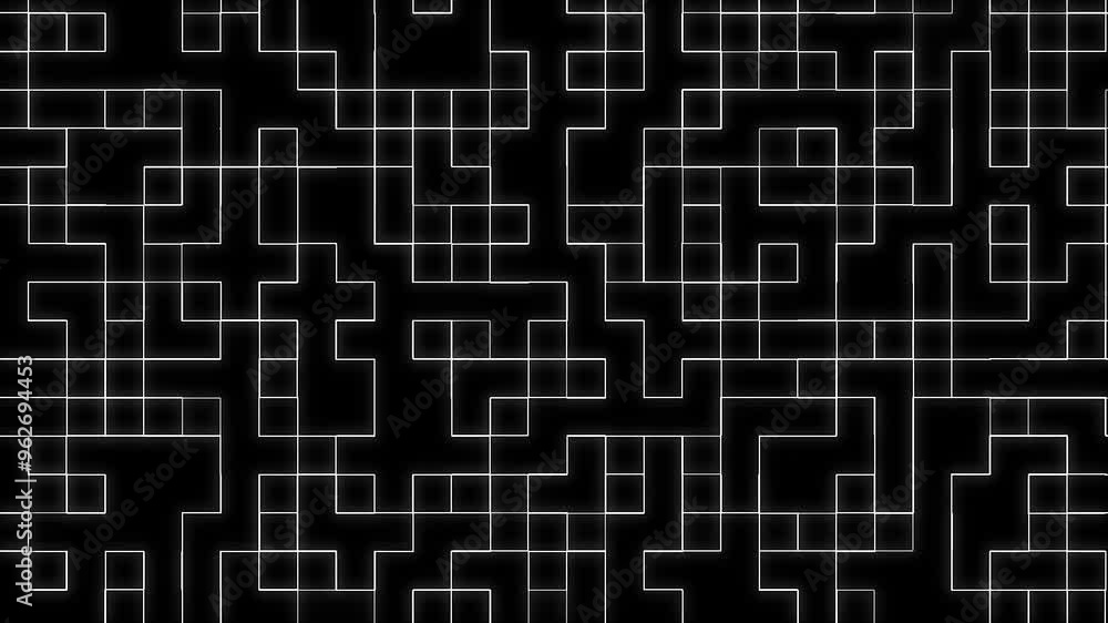 Black and white squares shape lines looping background Black and white squares shape lines looping background