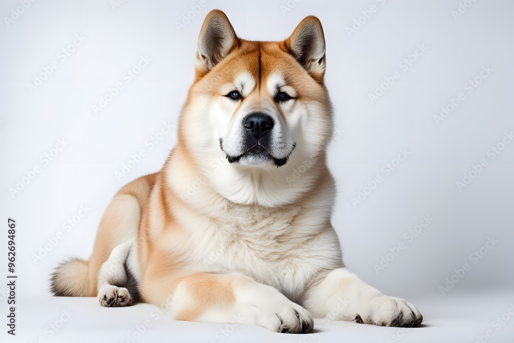 Akita dog on white background, AI generated Akita dog on white background, AI generated