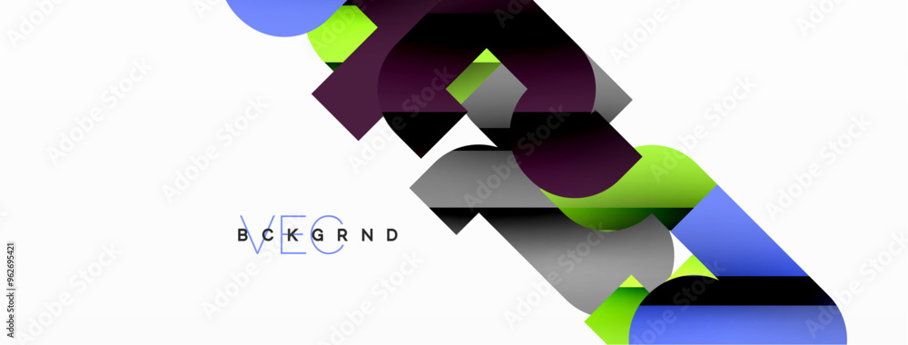 Colorful curve geometric shapes on white Colorful curve geometric shapes on white