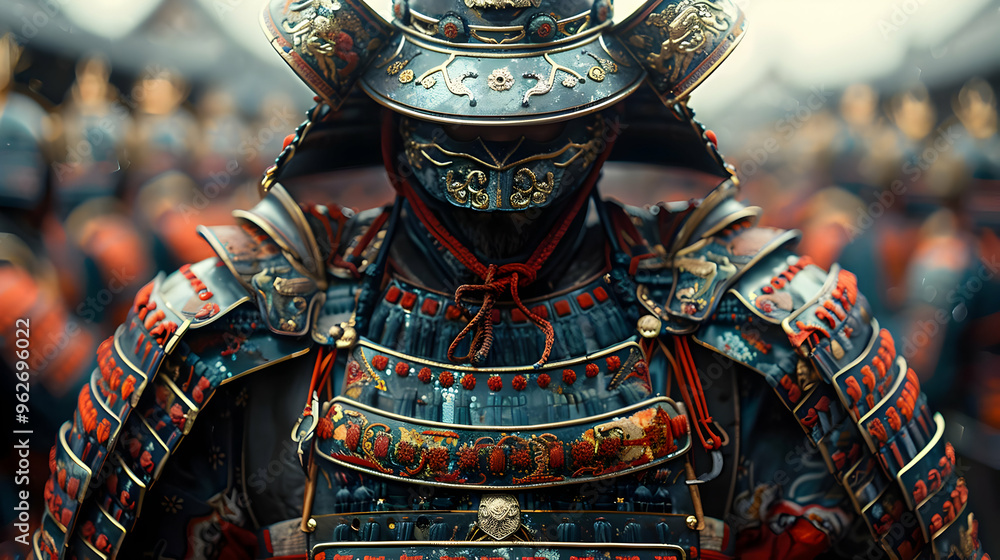 Fototapeta premium Samurai Armor Illustration - A Detailed Look at Traditional Japanese Armor