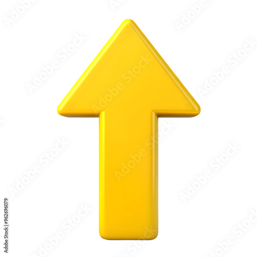 yellow arrow up isolated on transparent background