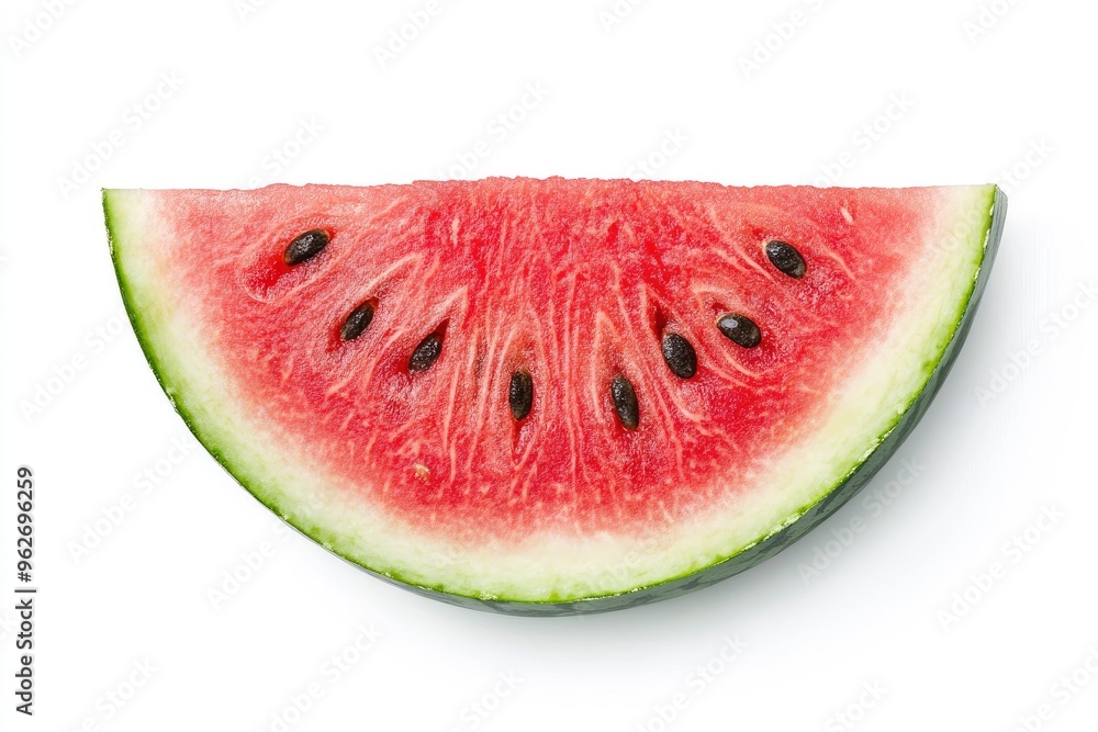 close up Watermelon fruit slice isolated on white background. Top view. Flat lay , ai close up Watermelon fruit slice isolated on white background. Top view. Flat lay , ai