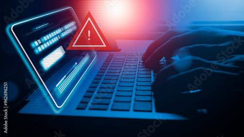 Malware attack virus alert , malicious software infection , cyber security awareness  photo