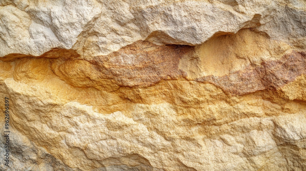 Close-up of a textured stone wall with various layers and shades of yellow and brown, showing natural erosion and patterns. Close-up of a textured stone wall with various layers and shades of yellow and brown, showing natural erosion and patterns.