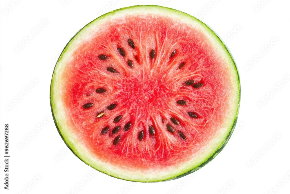 close up Watermelon fruit slice isolated on white background. Top view. Flat lay , ai close up Watermelon fruit slice isolated on white background. Top view. Flat lay , ai