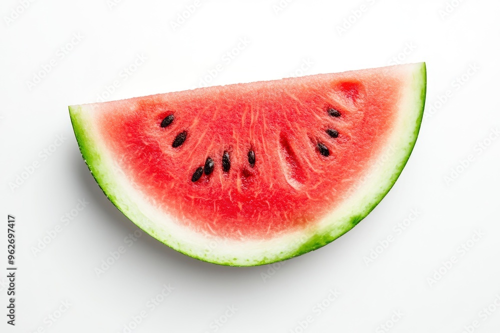 close up Watermelon fruit slice isolated on white background. Top view. Flat lay , ai close up Watermelon fruit slice isolated on white background. Top view. Flat lay , ai