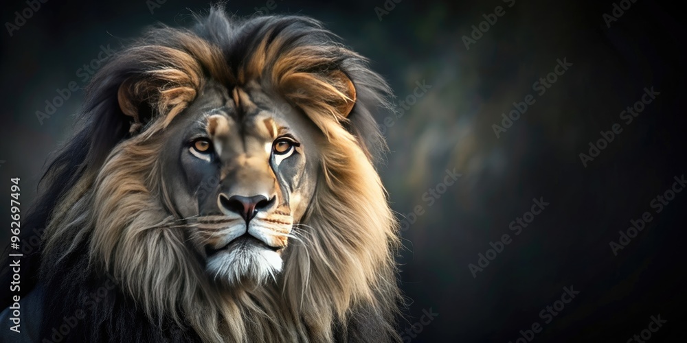 Majestic black lion with a wise expression, symbolizing leadership and strength, black lion, wise leader, king of the jungle Majestic black lion with a wise expression, symbolizing leadership and strength, black lion, wise leader, king of the jungle