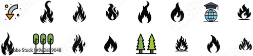 Tree and fire icon set.eps