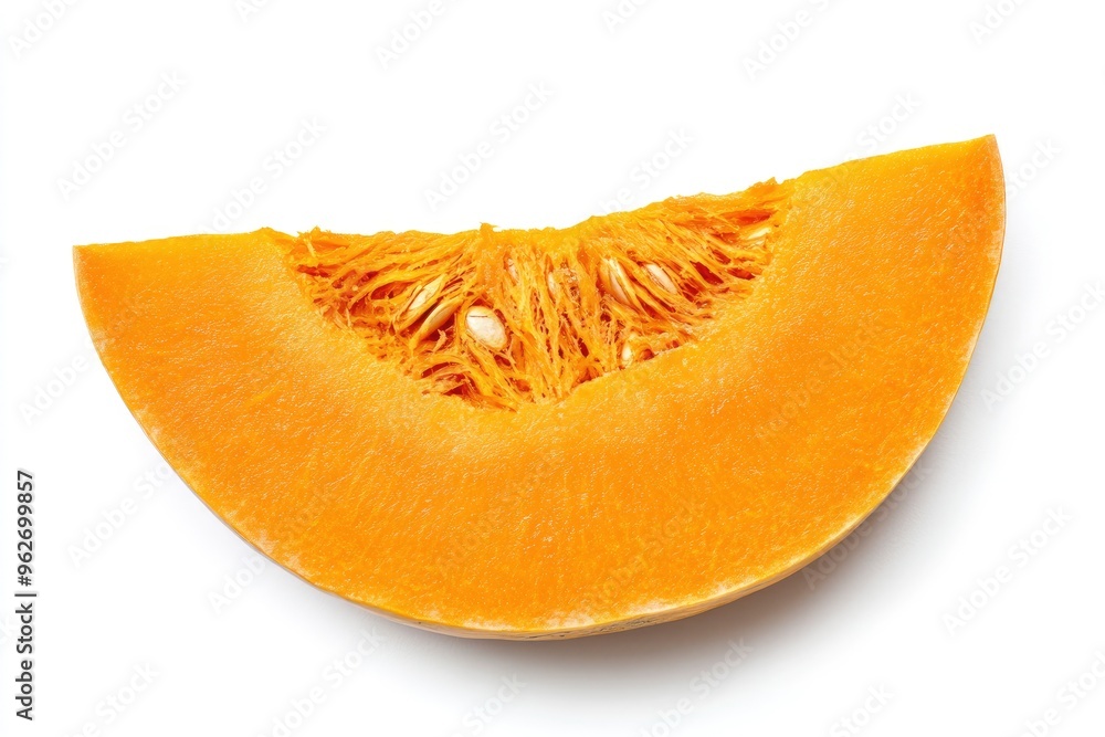 close up Pumpkin fruit slice isolated on white background. Top view. Flat lay , ai close up Pumpkin fruit slice isolated on white background. Top view. Flat lay , ai