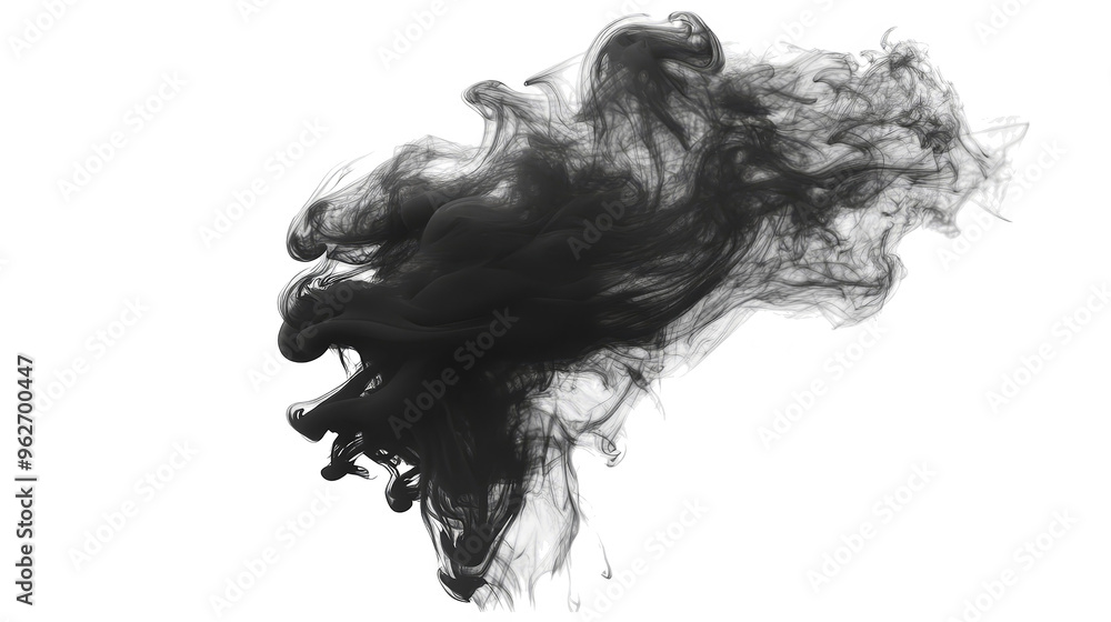 Fototapeta premium Abstract Black and White Smoke Illustration with Glitch Effect