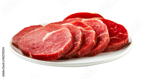 Raw Beef Steaks on White Plate