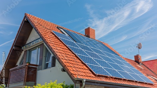 Wallpaper Mural Solar panels on the gable roof of a beautiful modern home. Torontodigital.ca