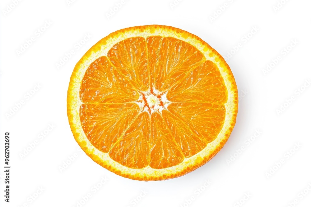 close up Orange fruit slice isolated on white background. Top view. Flat lay, ai close up Orange fruit slice isolated on white background. Top view. Flat lay, ai