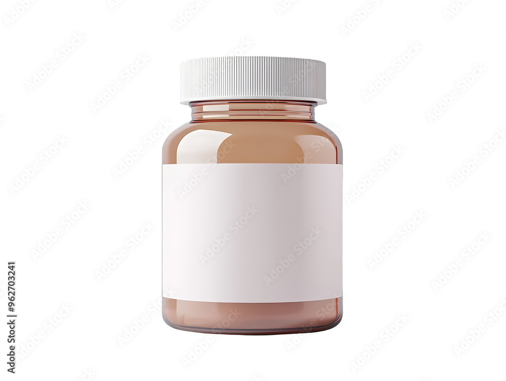 Amber Glass Bottle Mockup with White Label Amber Glass Bottle Mockup with White Label