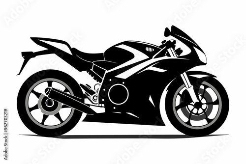 Motorcycle racing silhouette vector illustration, Super bike, sports bike