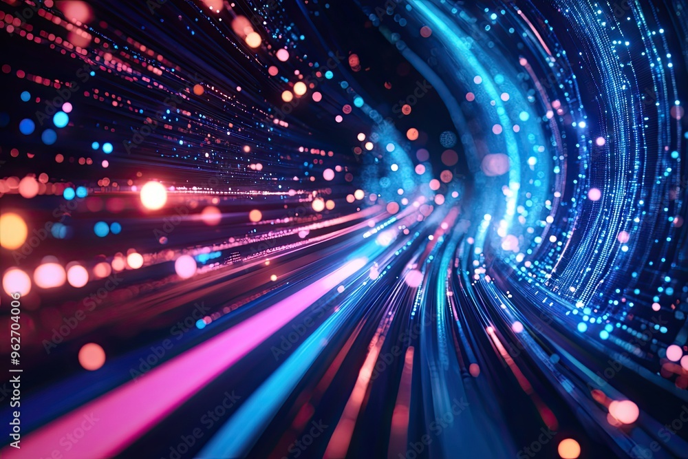 Abstract digital technology background. Innovation high-tech future network connection speed movement AI metaverse communication big data data transfer Network cyber light trails Abstract digital technology background. Innovation high-tech future network connection speed movement AI metaverse communication big data data transfer Network cyber light trails