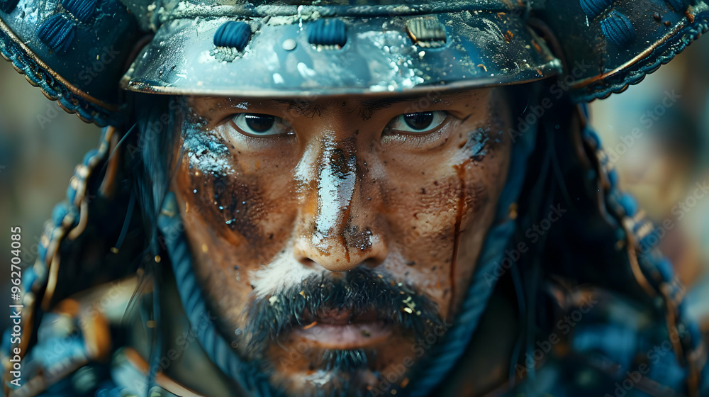 Closeup Portrait of a Warrior in Traditional Armor - Illustration Closeup Portrait of a Warrior in Traditional Armor - Illustration
